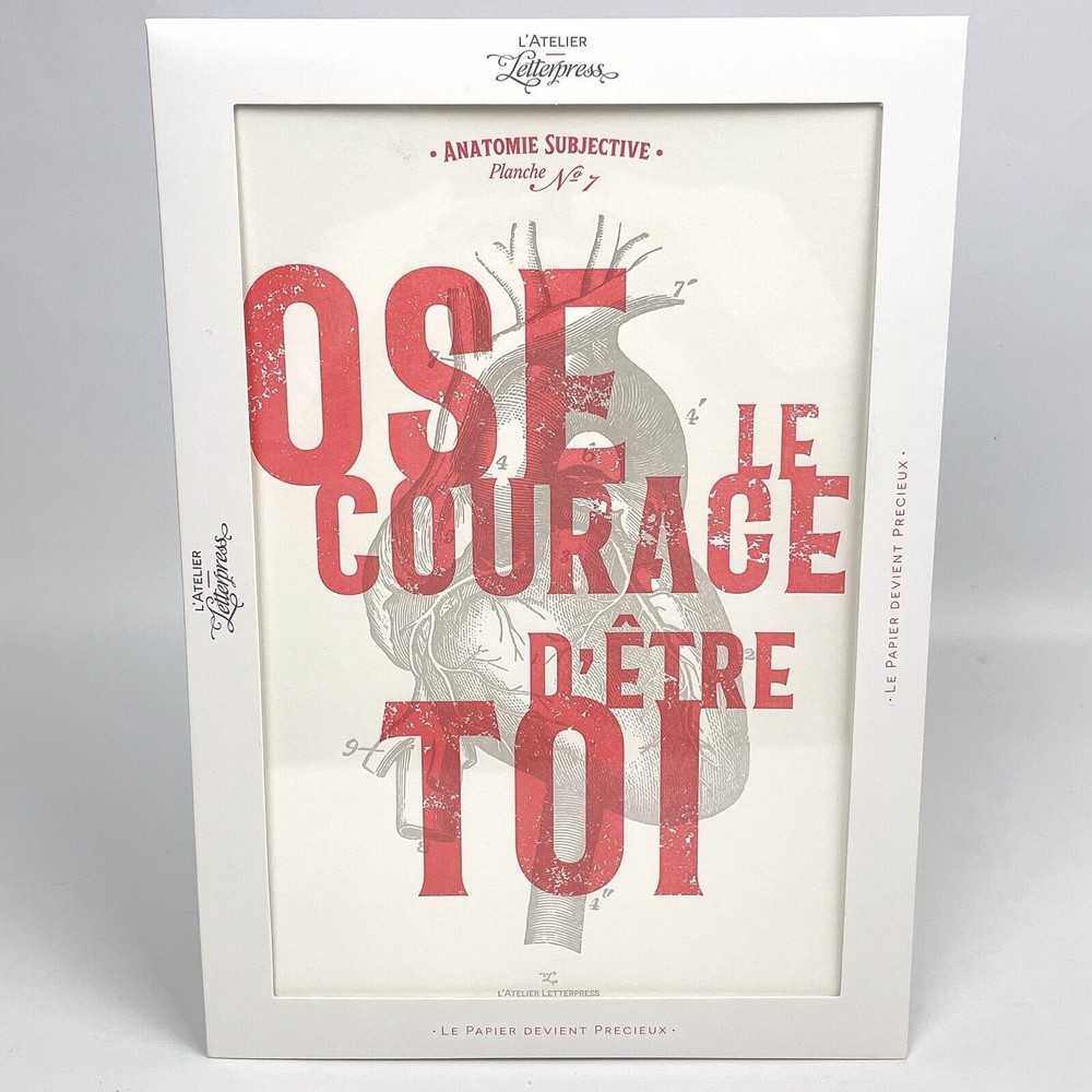 L'Atelier French Letterpress Art Print Subjective Anatomy Heart Dare The Courage